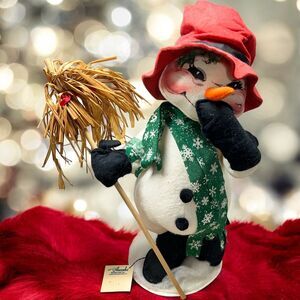 ANNALEE Thorndike Doll Society Snowman 7525 Green Scarf '97 Vtg 18 inch Decor US